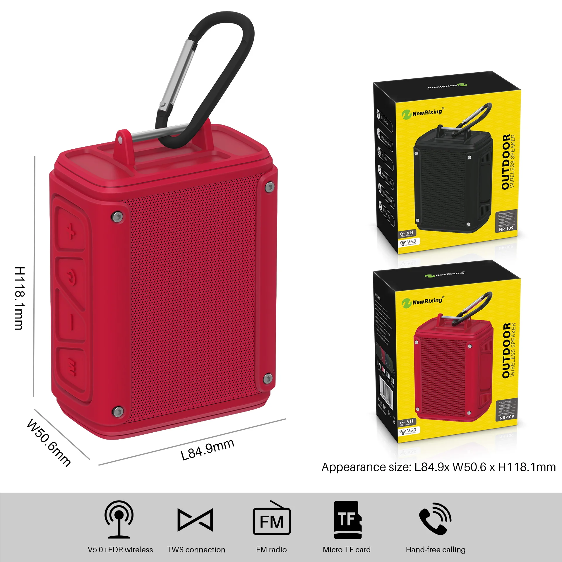 Wireless Speaker Portable Bluetooth-compatible Subwoofer Waterproof Loudspeaker Sound Box Support TF FM TWS Call for Outdoor