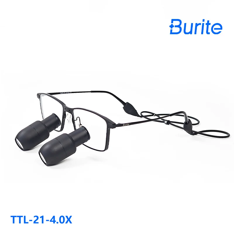 BURITE New Arrival 456 kepler metal lens TTL Loupes 4.0X 5.0X 6.0X Customized Dental Surgical Loupes with lights battery