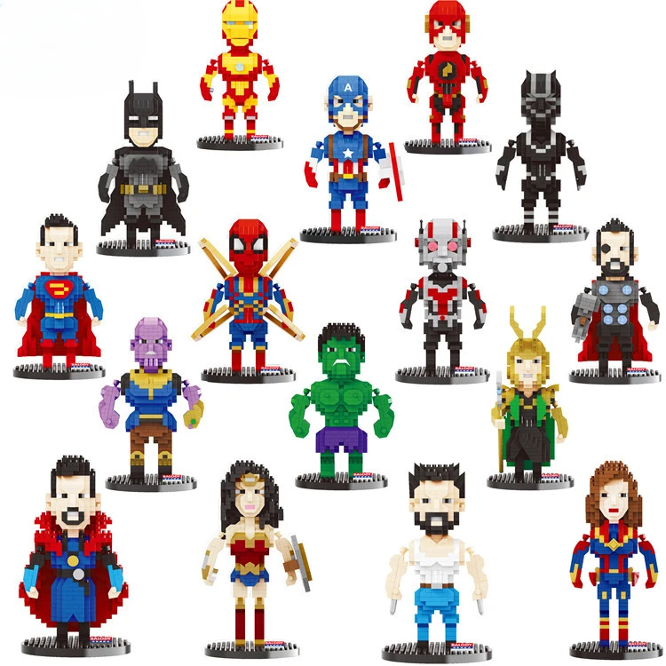 Marvel Iron Man Microparticle Assembly Block The Avengers Wonder Woman Lord of Thunder Assembled Building Blocks Child Gift Toys