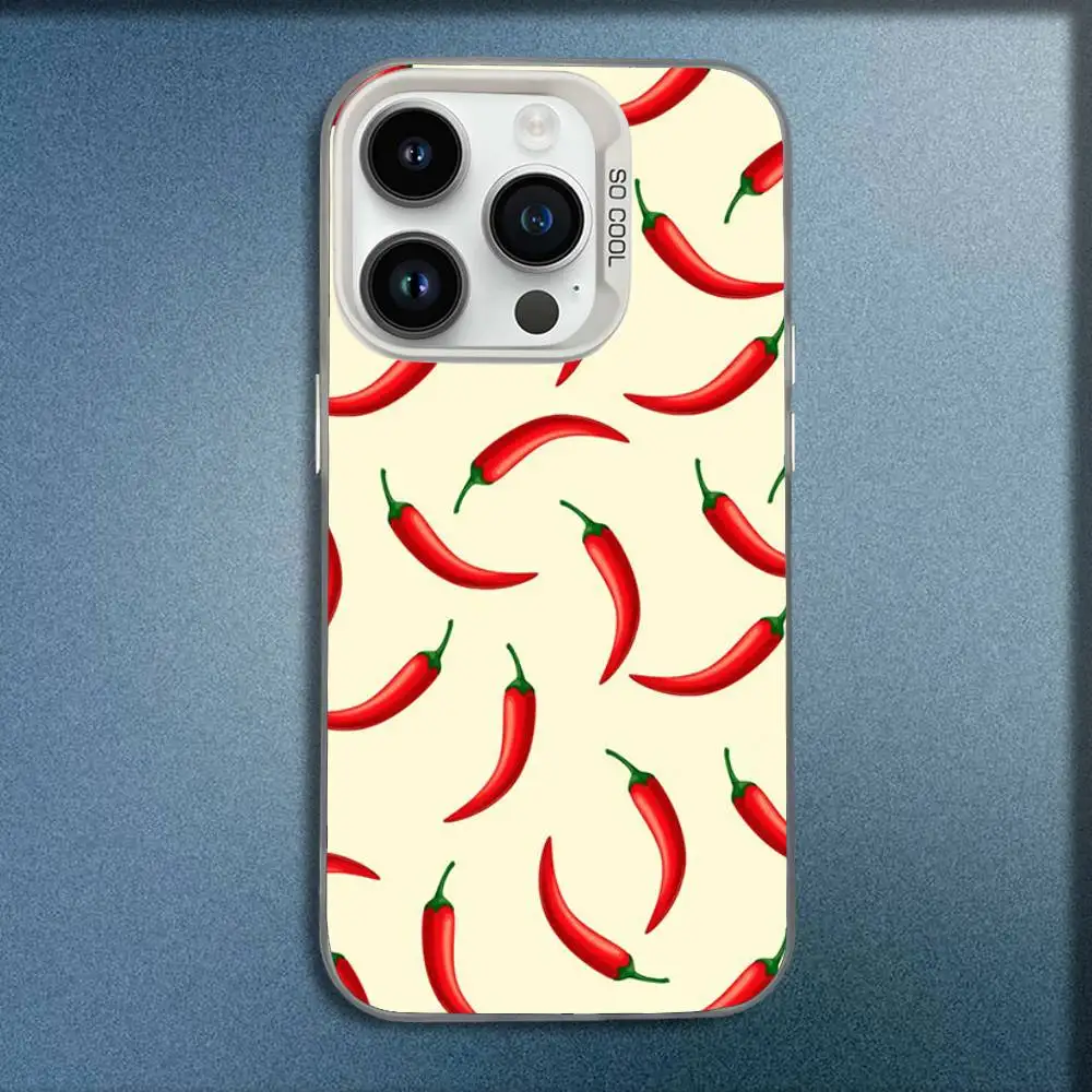Capa de telefone fofa Chili Art para iPhone 17,16,15,14,13,12,Pro,Max,Plus,E,SE4,Air,Mini Caixa IMD branca