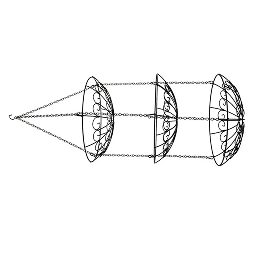 

Iron 3 Tier Fruit Basket Hanging Kitchen Storage Solution with Rotating Hook and Ventilated Design for Home Use