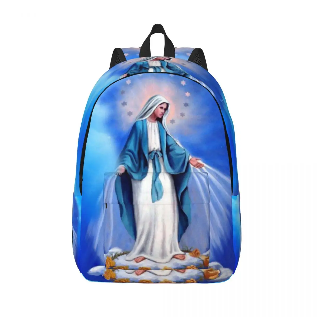 Benutzer definierte katholische Jungfrau Mary Reise Leinwand Rucksack Männer Schule Laptop Bücher tasche unsere Dame von Fatima College-Student