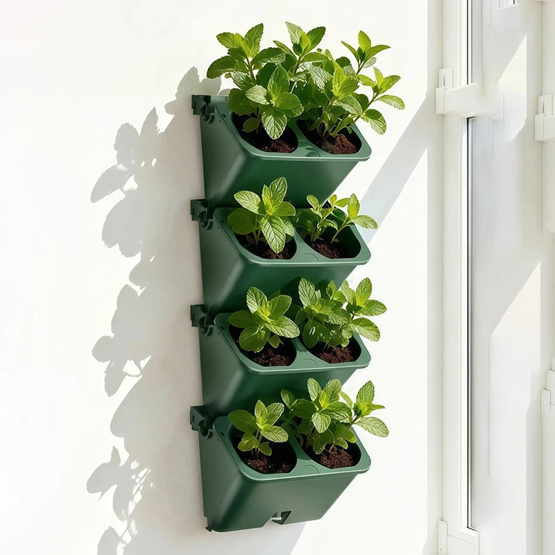 

Wall Mounted Flower Pot Self Absorbing Water Portable Flowerpot Vegetable Strawberry Planting Pots 4 Layer Balcony Flowerpots