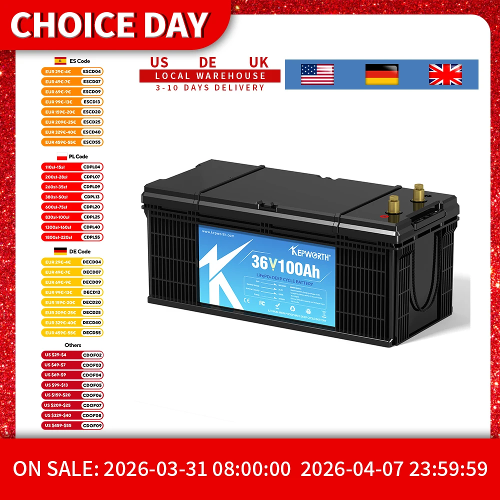 

US EU Stock 36V 100Ah LiFepo4 Battery with 200A Bluetooth Smart BMS Perfect for Boat, Trolling Motor, Golf Carts, Lawn Mower