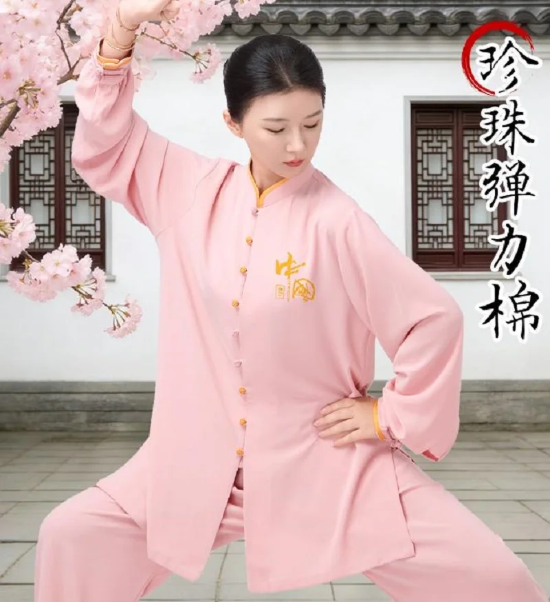 New Chinese Style Women's Tai Chi Sport Clothing Long Sleeve Kung Fu Martial Arts Performance Costume Suits Jacket Pants Sets