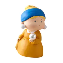 Cartoon Girl Figurine Resin Statue Adorable Girl Sculpture Table Decoration for Home Living Room Bedroom Bookshelf Decors
