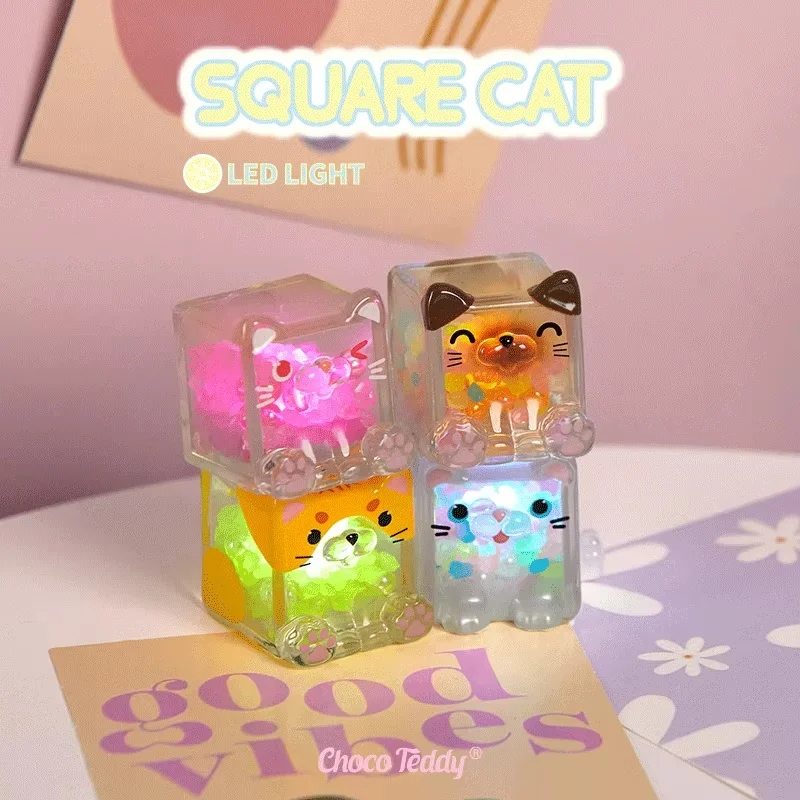 

Stackable Blocks Cat-Shaped Trendy Blind Box Toy with Shake Night Light Creative Gift Ornament for Atmosphere Christmas