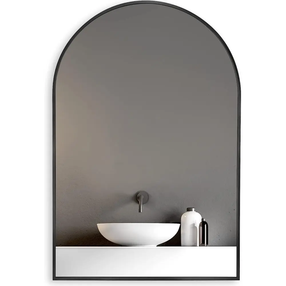 

20x30 Inch Black Metal Framed Arched Bathrrom Mirror for Wall.(W2203134104)