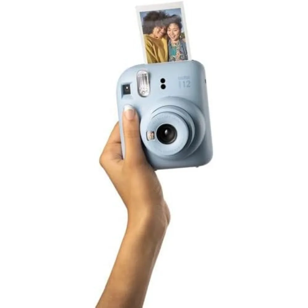 Compact Instant Camera in Pastel Blue with 40-Sheet Film Pack and Carrying Case, Strap, Album, Stickers view 3