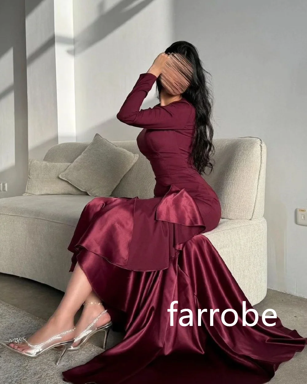 Customized Unisex Jersey Pleat Mermaid O-Neck Long Dresses Bespoke Occasion Dresses Chinese Style Formal Casual Simple Retro Fas