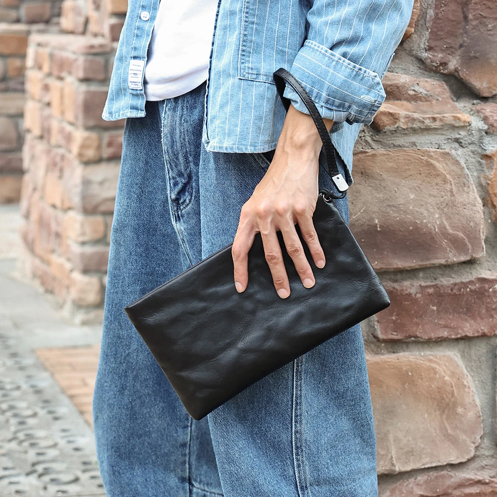 Imagem -03 - Joyir Couro Genuíno dos Homens Bolsa de Embreagem Homem Bolsa Negócios Wristlet Telefone Carteira Titular do Cartão Masculino Casual Acessível Bolsas