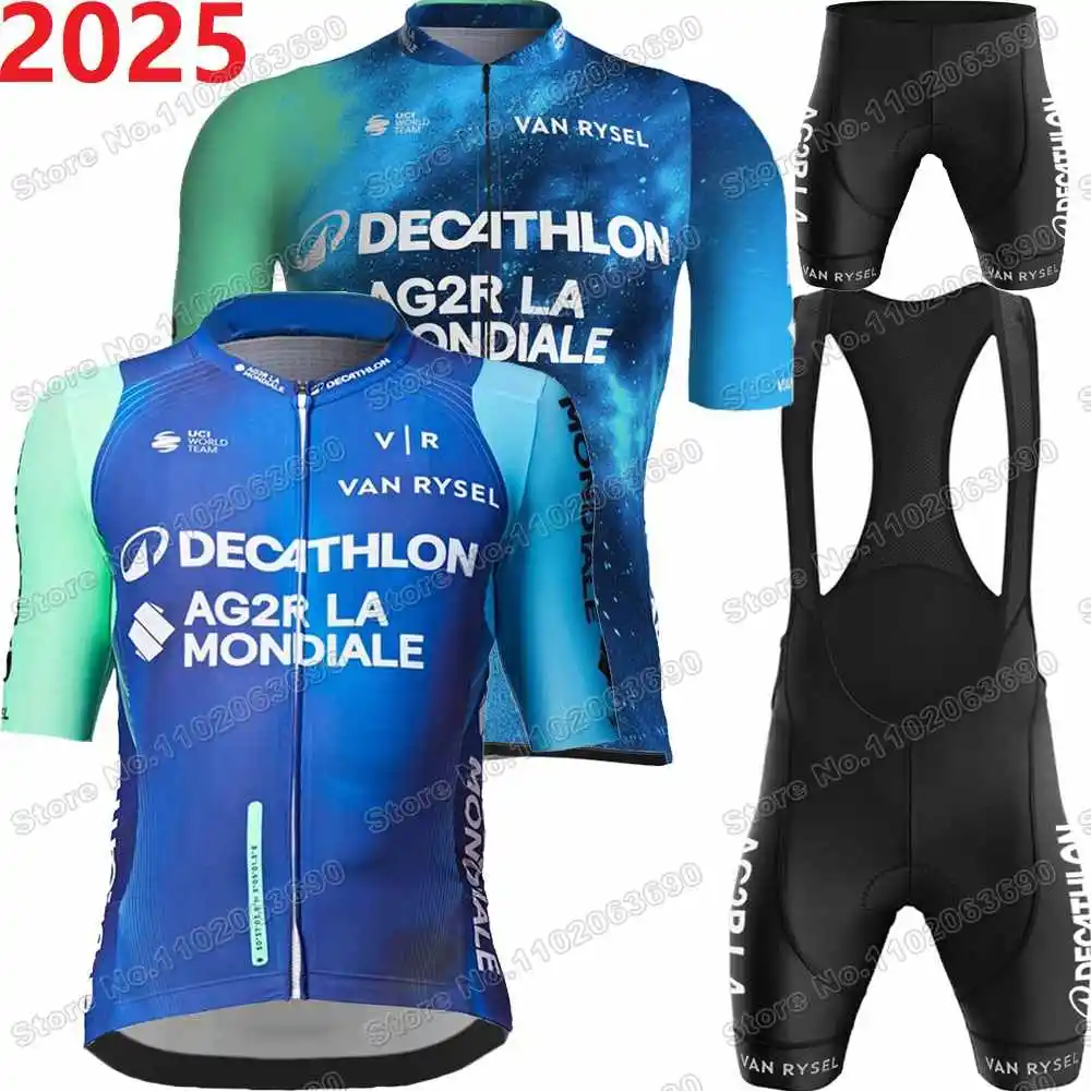 Conjunto de maillot ciclista 2025 AG2R,Ropa de ciclismo del equipo profesional de Francia de verano,Traje de camisa de bicicleta de carretera para hombre,Culotte Ciclismo MTB Maillot