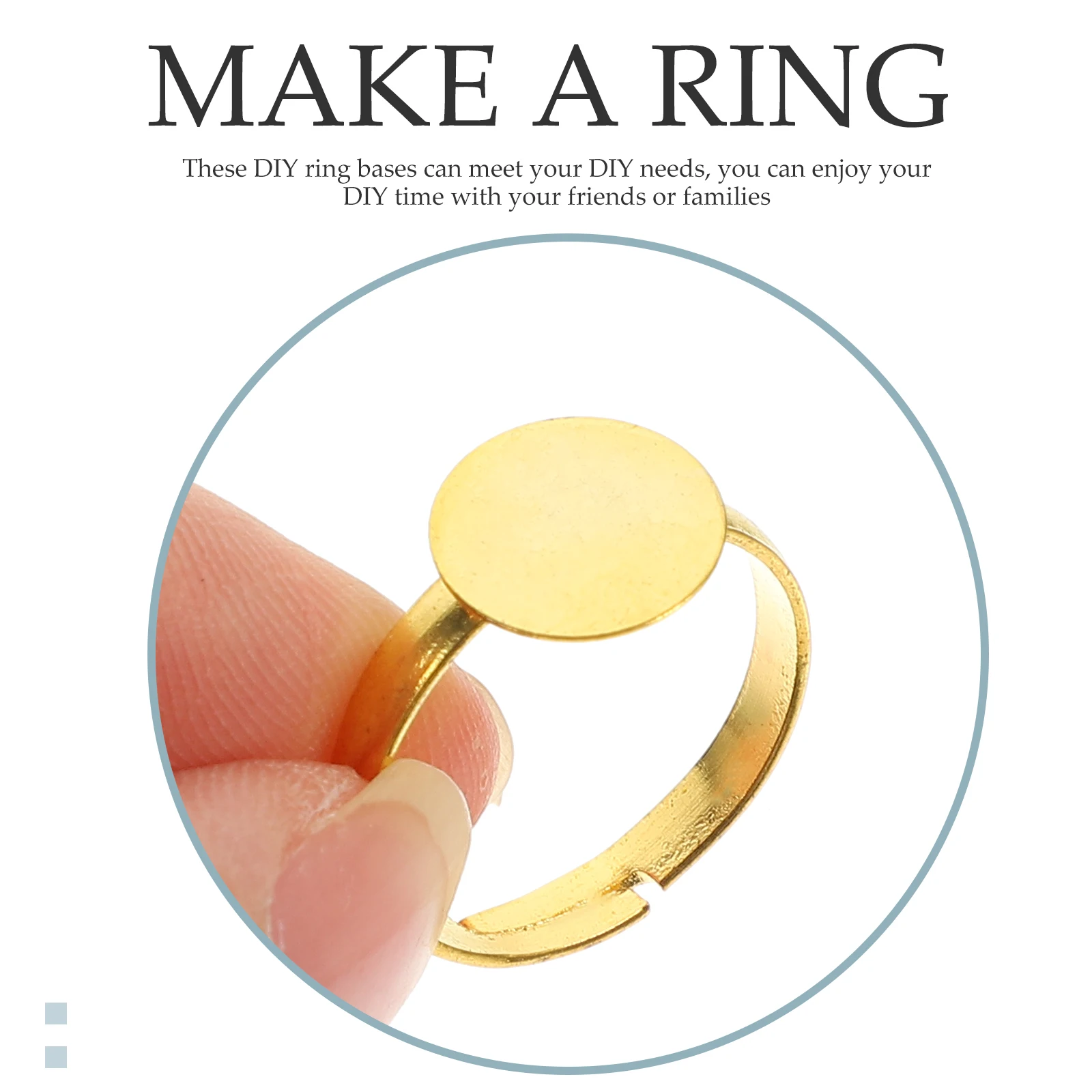 

100pcs Adjustable Blanks Bezel Trays Diy Crafts Alloy Durable Ring Base For Jewelry Making Ring Holder Supplies Parts
