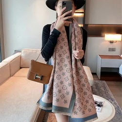 Double sided tassel shawl scarf for women, autumn and winter imitation cashmere, European and American style, thickened and warm