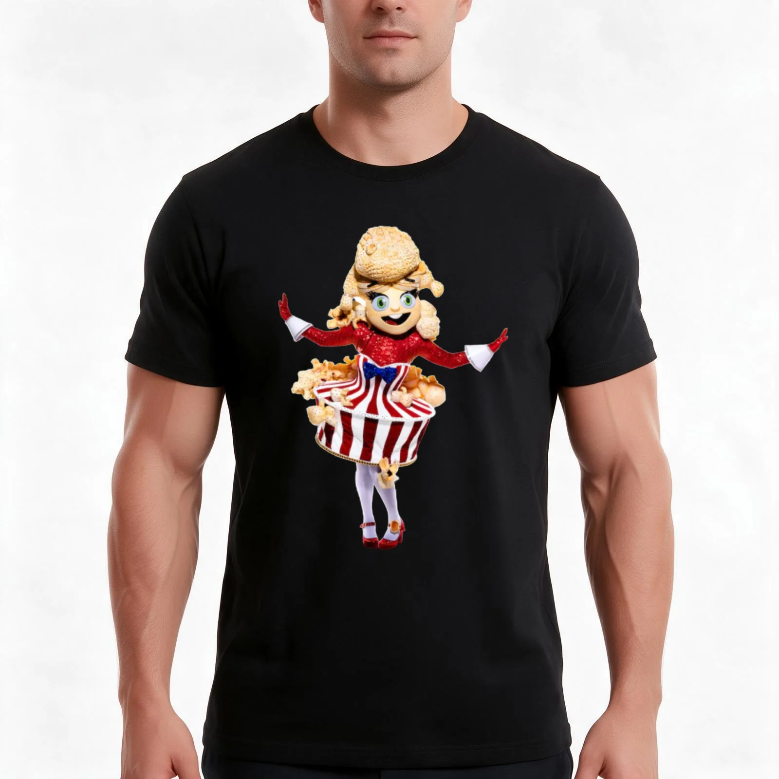Masked Singer US Season 4 Costume Popcorn T-Shirt, Summer Casual Cotton Tee, Oversized Streetwear Tops, Vintage Graphic Print