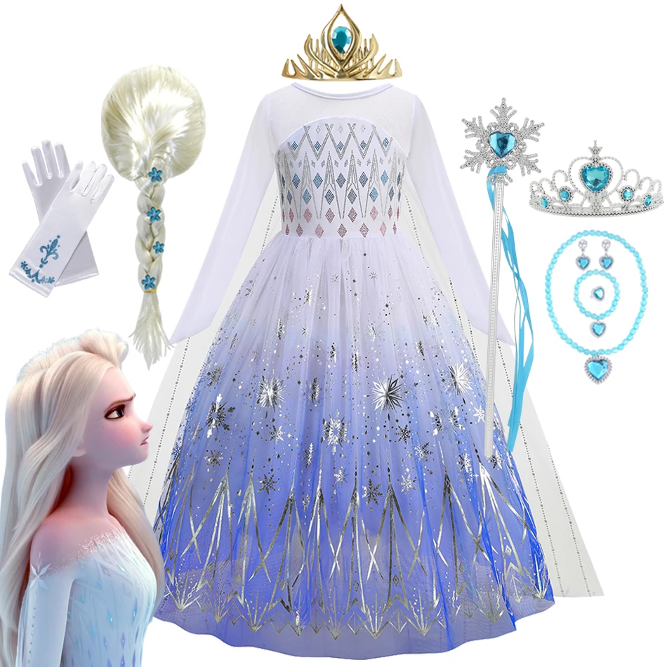 

Frozen Elsa Princess Snow Queen Dress Girls Dress Cosplay Costume Kid Clothes Halloween Birthday Party Vestidos Dress