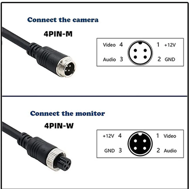 4Pin Aviation Head Male/Female to RCA AV/Female DC Multiple Cable Plug Adapter Converter For Car Rear Camera Monitor W28