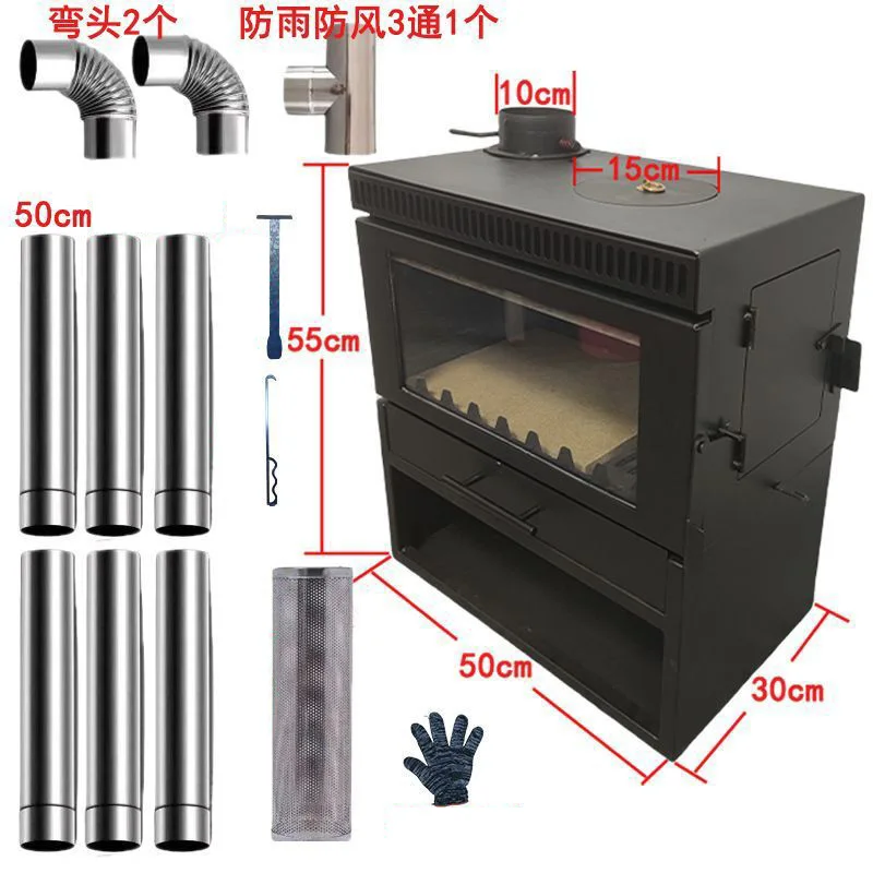 New Real-Flame Wood-Burning Fireplace Wood-Fueled Home Heating Stove Living Room & Countryside Cottage Decorative Heater