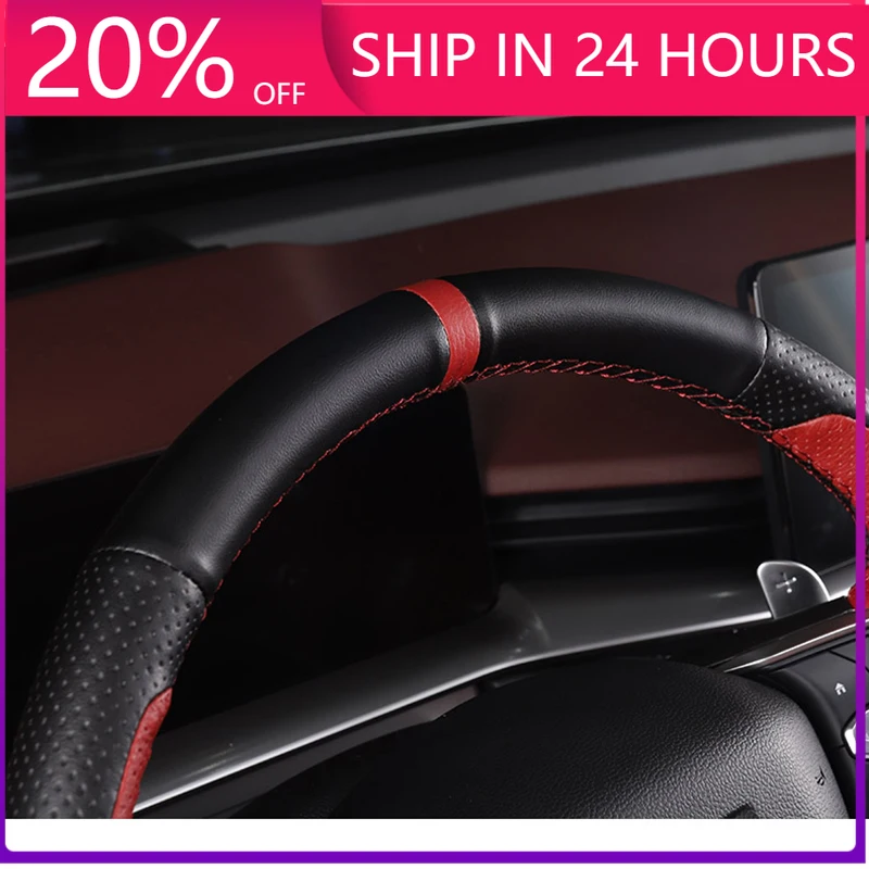 NEW Car Styling Hand-sewn Non-Slip Leather Steering Wheel Cover For Great Wall Haval Hover H6 3th 2021 2022 Car Interior Accesso