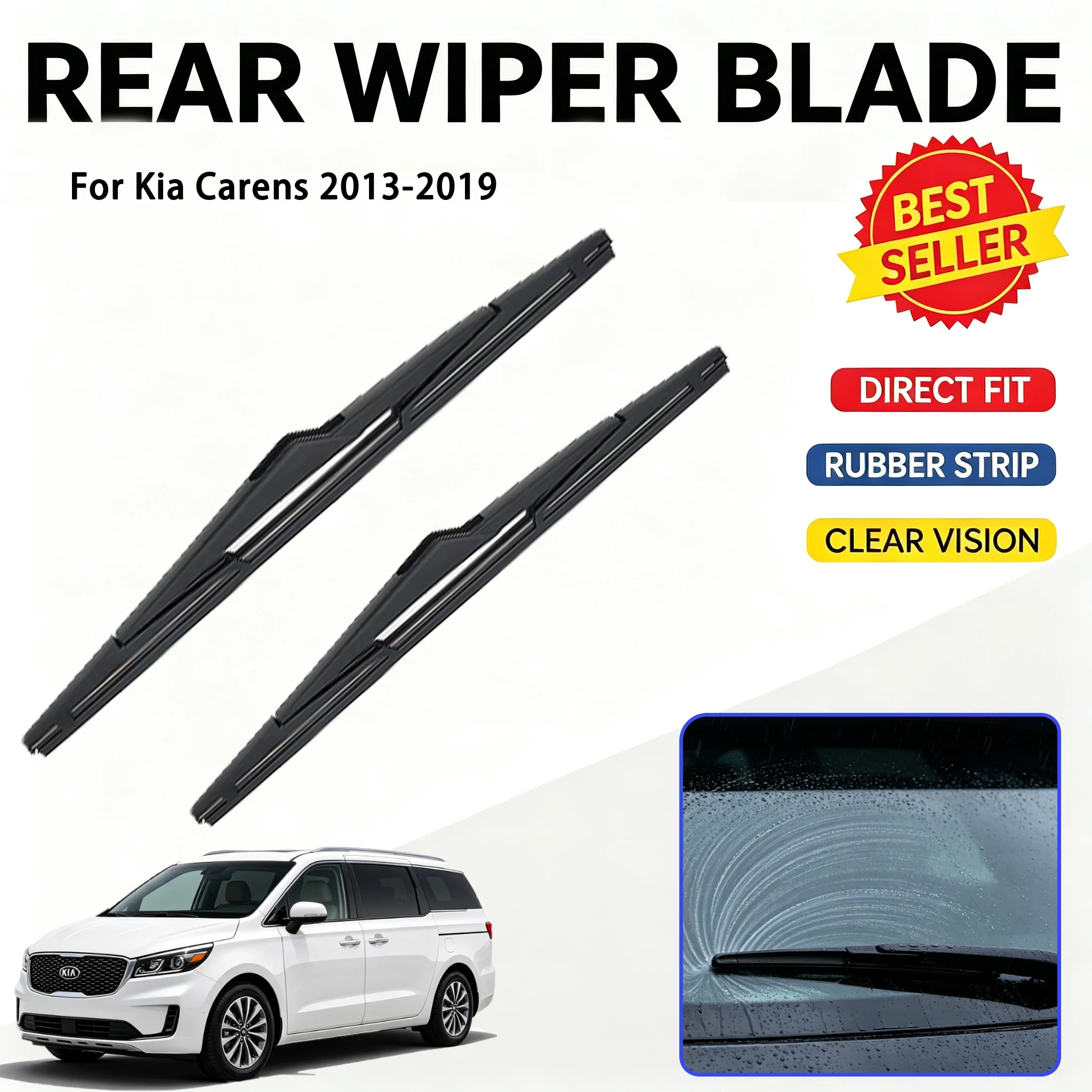 Quiet Rear Wiper Blade For Kia Carens 2013-2019 Sorento 2015-2019 11" Premium Rubber All-Weather Streak-Free