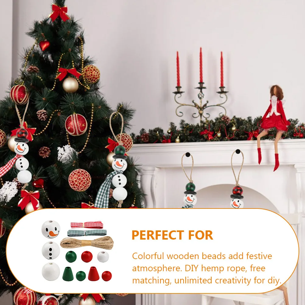 

Набор для творчества: деревянные бусины в стиле снеговика, 1 комплект, для изготовления украшений своими руками, рождественский декор, гирлянда ручной работы, деревянные разделительные бусины