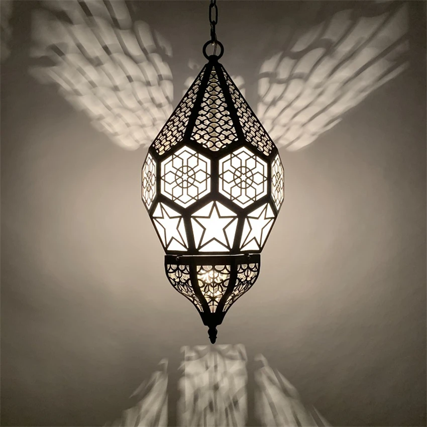 Moroccan openwork carved pendant lights Southeast Asia restaurant hotel lamps balcony decorated vintage hanging lights fixtures