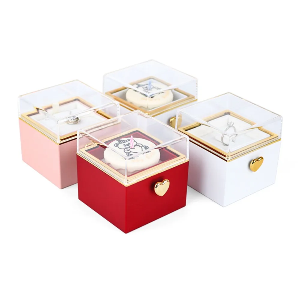 

Valentine Bear Flip Ring Box Storage Box Girlfriend Gift Mini Cake Gift Boxes Jewelry Ring Display Birthday Gift Packaging Box