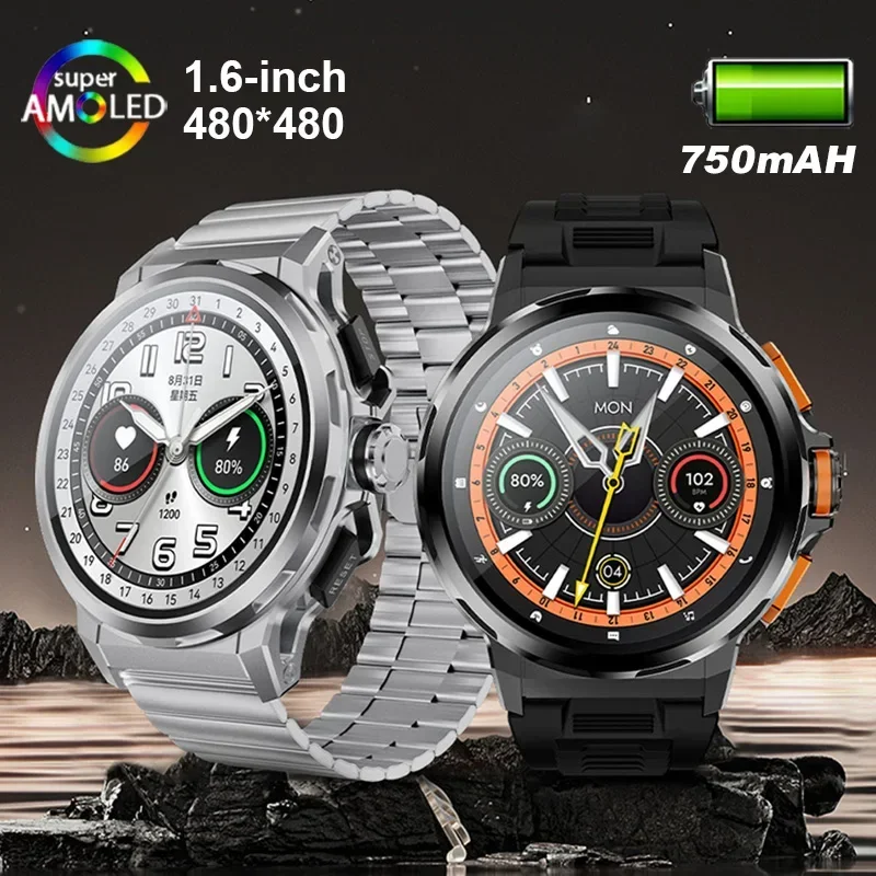 

Hotsale Black Silver Smart Watch Stainless Steel Color 1.6 Inch Bluetooth Call Health Monitoring Wireless Charging Smartwatch