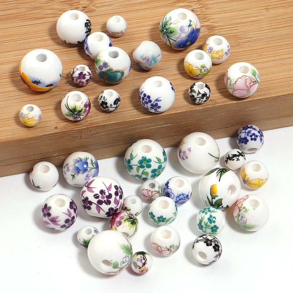 10/20/30pcs Jingdezhen Ceramic Beads Millefiore Flower Loose Beads Chinese Style Spacer Beads For DIY Earring Bracelet Jewelry