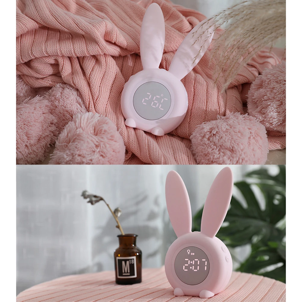 

Night Light Alarm Clock Small Clocks with Cute Bedroom Desktop Decorative USB Port Kid