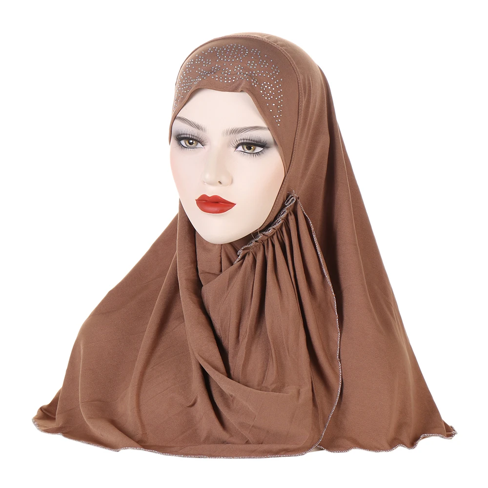 One Piece Amira Muslim Women Instant Hijab Turban Pull On Ready Cap Islamic Full Cover Neck Prayer Shawls Ramadan Headwrap Scarf