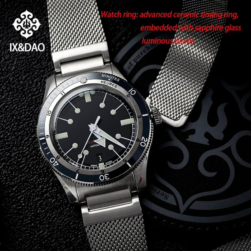 IPOSE IX&DAO Men Automatic Mechanical Watch PT5000/SW200/ETA2824 Luxury Sport Casual 5303 AR Coating C3 Diving Reloj Hombre