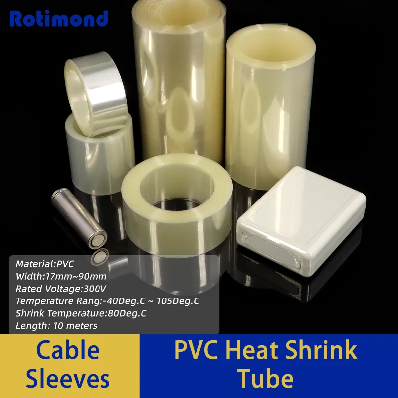 

PVC Heat Shrink Tube 40-250mm Wide Waterproof Flame Retardant Insulation Sleeve Li Battery Packs Cell Wrapping Large Cable Joint