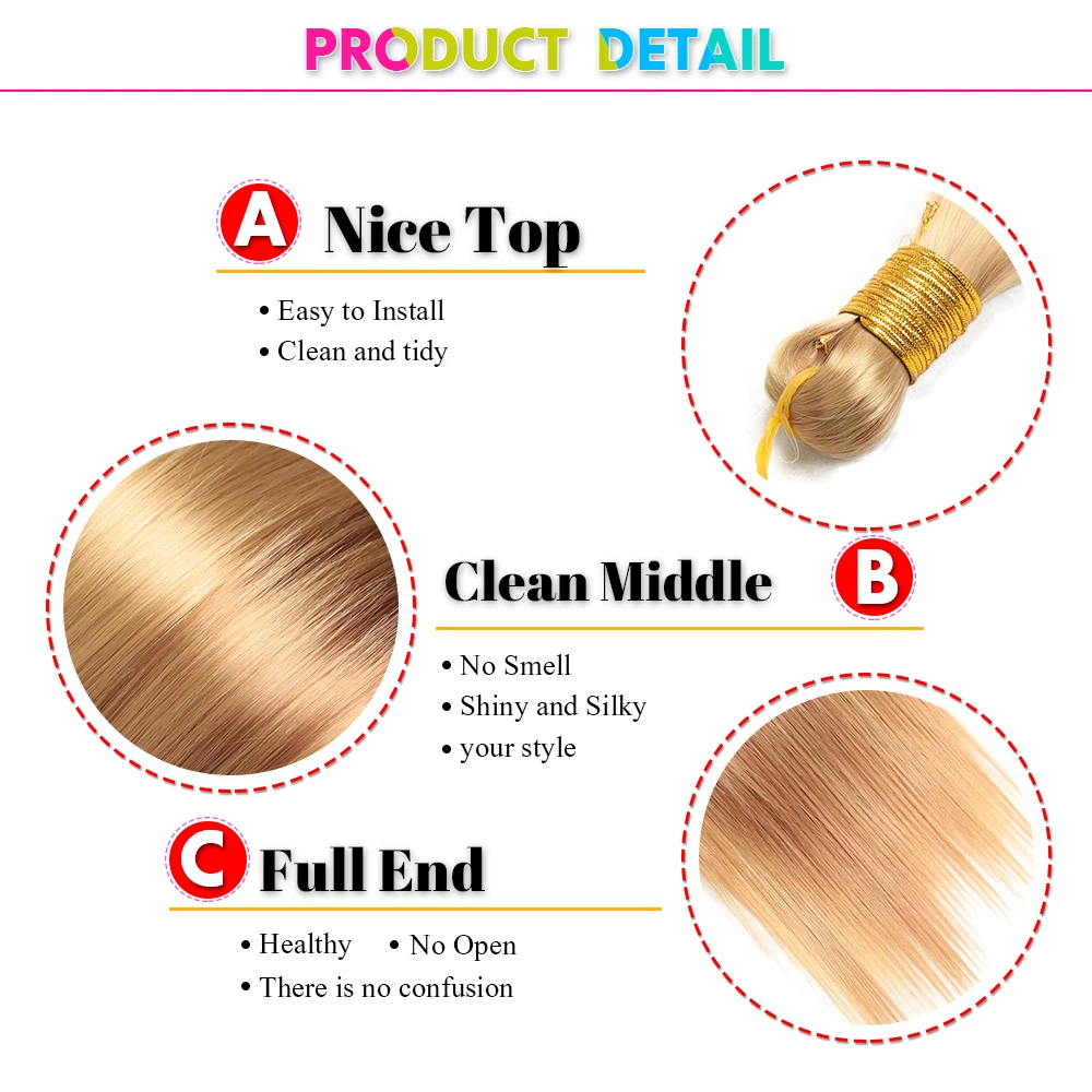 Long Straight Bulk Hair 22inch Synthetic Natural Hair For Braids 613 Brown Blonde Fake Bone Straight Braiding Hair Extensions