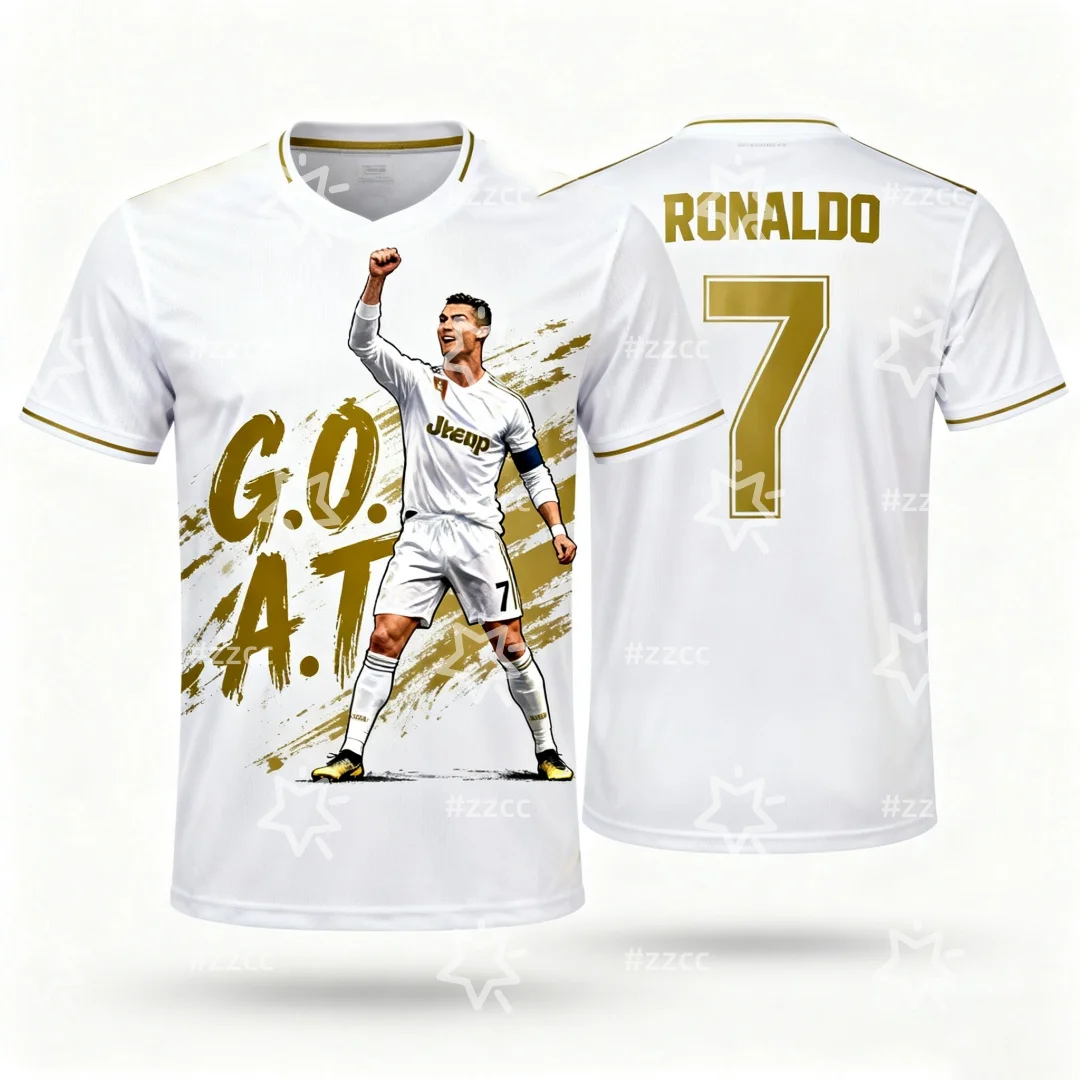 

25-26 Cristiano Ronaldo GOAT Football jersey Autumn Sports Leisure Dry Quickly Men's T-Shirt Children's Clothing Tee Y2k Woman
