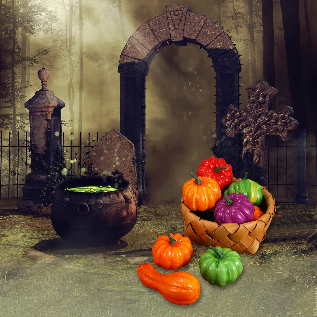 

10 Pcs Foam Pumpkin Decoration Simulation Vegetable Halloween Small Scene