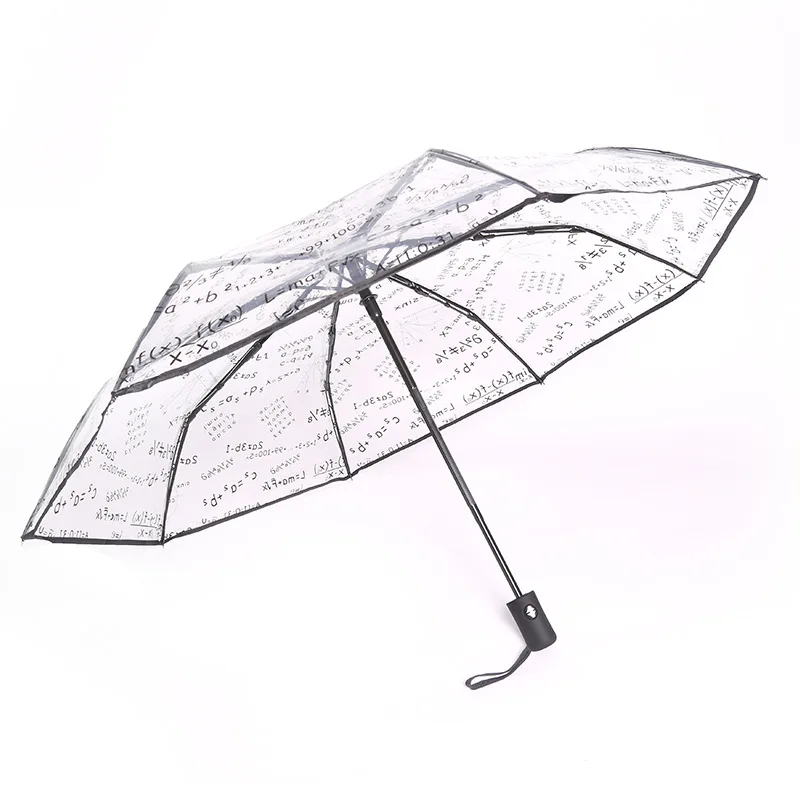 Transparent Fold Women Rain Umbrella Men PVC Clear Fully Automatic Umbrellas Outdoor Students Math Function Formula Umbrella