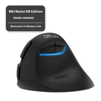 Delux M618Mini DB Ergonomic Wireless 2.4GHz + Bluetooth Mouse 4000 DPI Vertical Mice 6 Buttons For Computer and Laptop