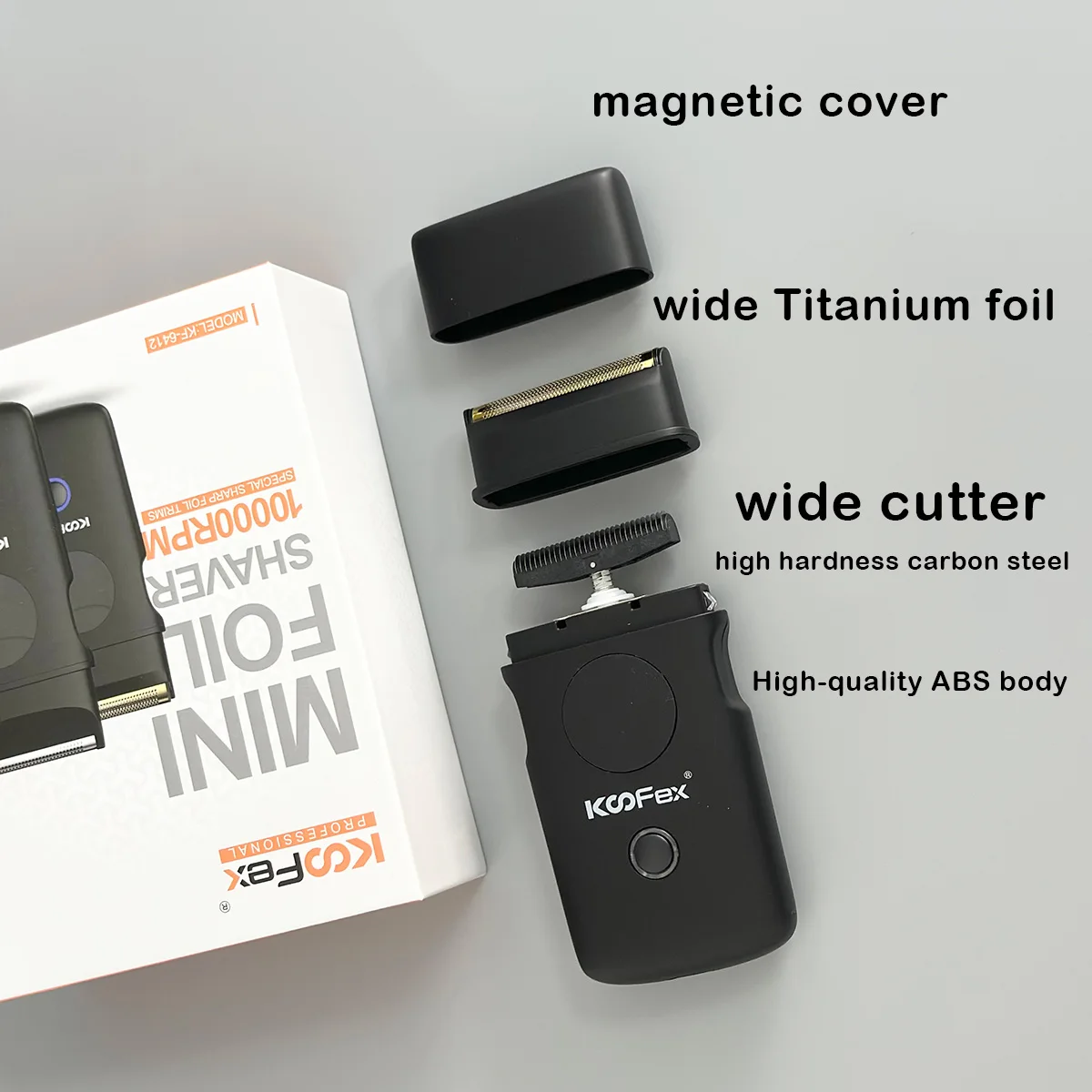 KF-6412 10000RPM Folienrasierer Professioneller Mini-Kantenrasierer Titan-Folienklinge Bart- und Haarschneider USB für Männer mit Extra-Folie – Detail 10