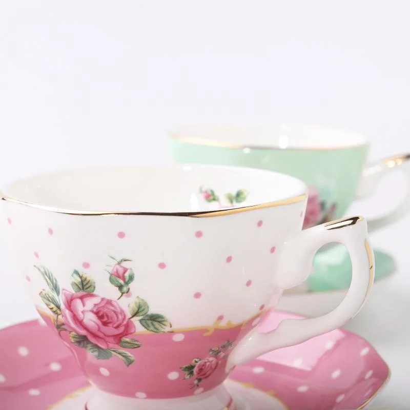 

European Style Bone China Coffee Cup Set Ceramic Mugs Tea Set Gold Durable Drinkware Versatile for All Users