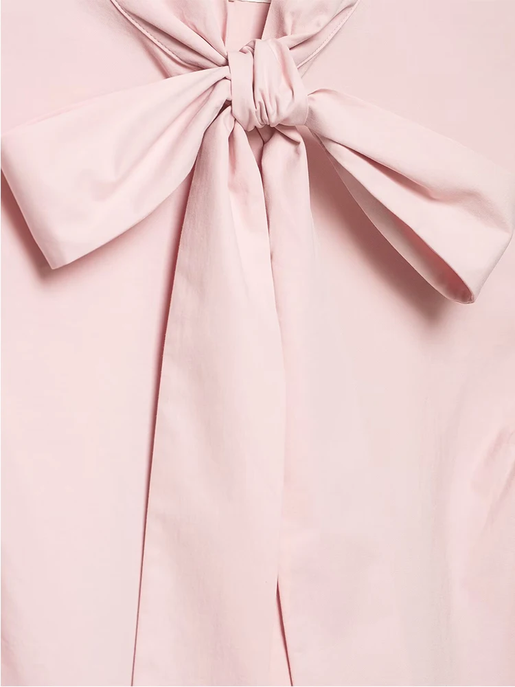 TFMLN Women's Chic Pink Midi Dresses Summer New Sleeveless Bow Lace-Up Long Dress Elegant Ladies Street Commuting Clothes - view 5