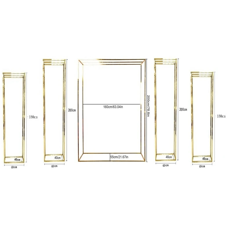 

Shining Gold Luxury Wedding Arch Plating Column Plinth Balloon Shelf Birthday Stage Outdoor Frame Backdrop Decorate