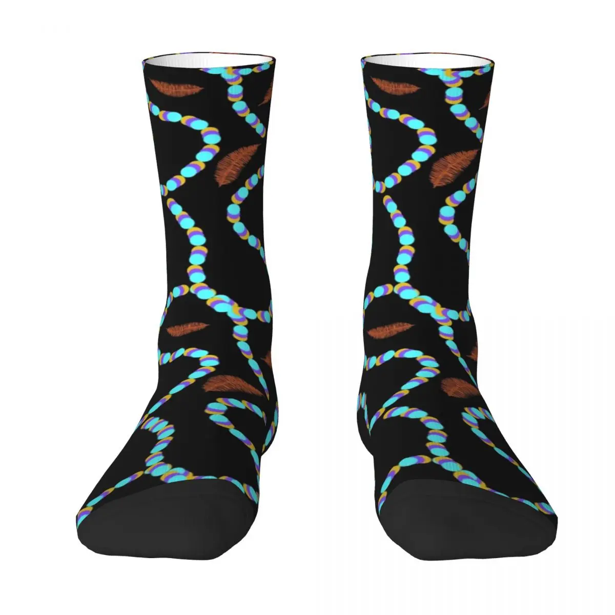 Bright Beads Print Socks Falling Leaves Trendy Stockings Winter Anti Sweat Female Socks Soft Design Outdoor Socks