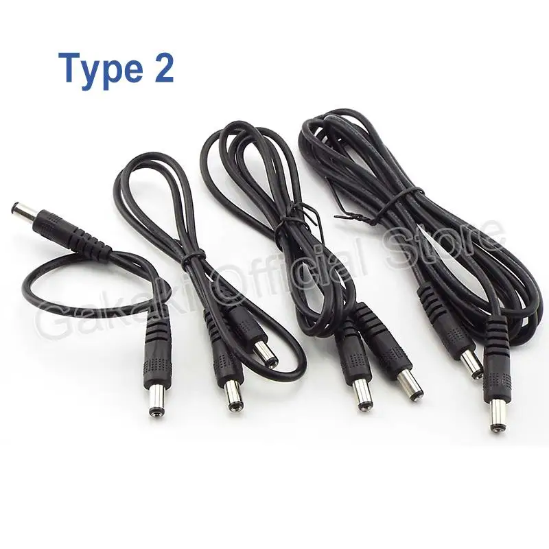 Cable de extensión de alimentación de 12V CC, 5,5 MM, 2,1mm, enchufe hembra a macho, 5,5x2,5, adaptador macho a macho para tira de luz de cámara CCTV