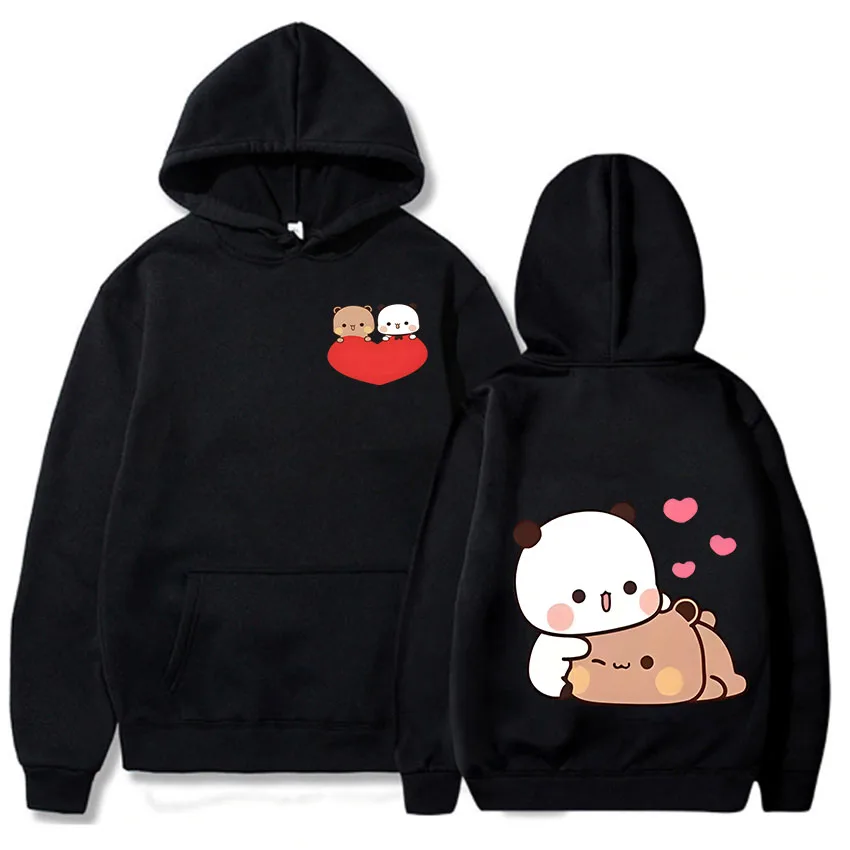 Bubu and Dudu Panda Hoodies Men Aesthetic Graphic Funny Kawaii Bubble Tea Hoodies Unisex Anime Harajuku Vintage Pullovers Sweats