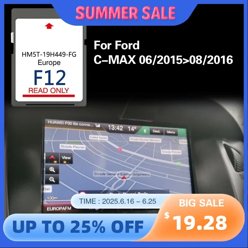 

for Ford C-MAX 06/2015-08/2016 Sync2 Navi SD Card F12 64GB Croatia Great Britain Map