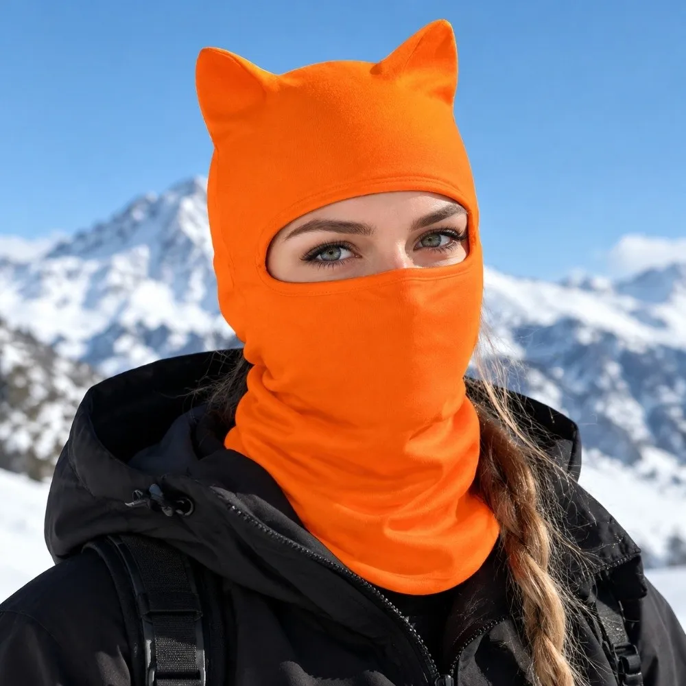 Gift Polyester Fiber Cat Ear Face Mask Sun Protector Soft Balaclava Hat Windproof Quick Dry Neck Gaiter Outdoor Activities
