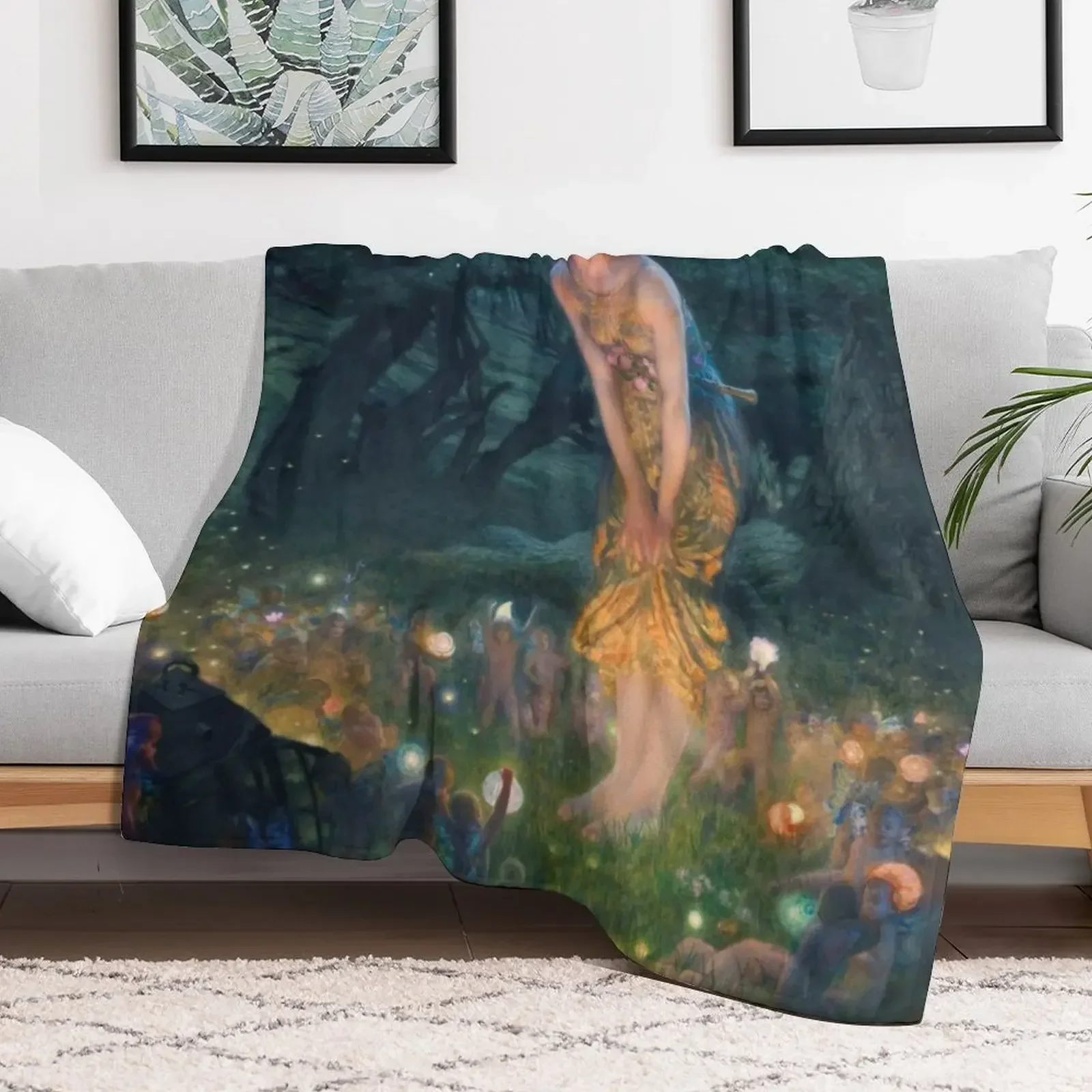 Midsummer Eve by Edward Robert Hughes Throw Blanket christmas gifts Decorative Sofa Blankets