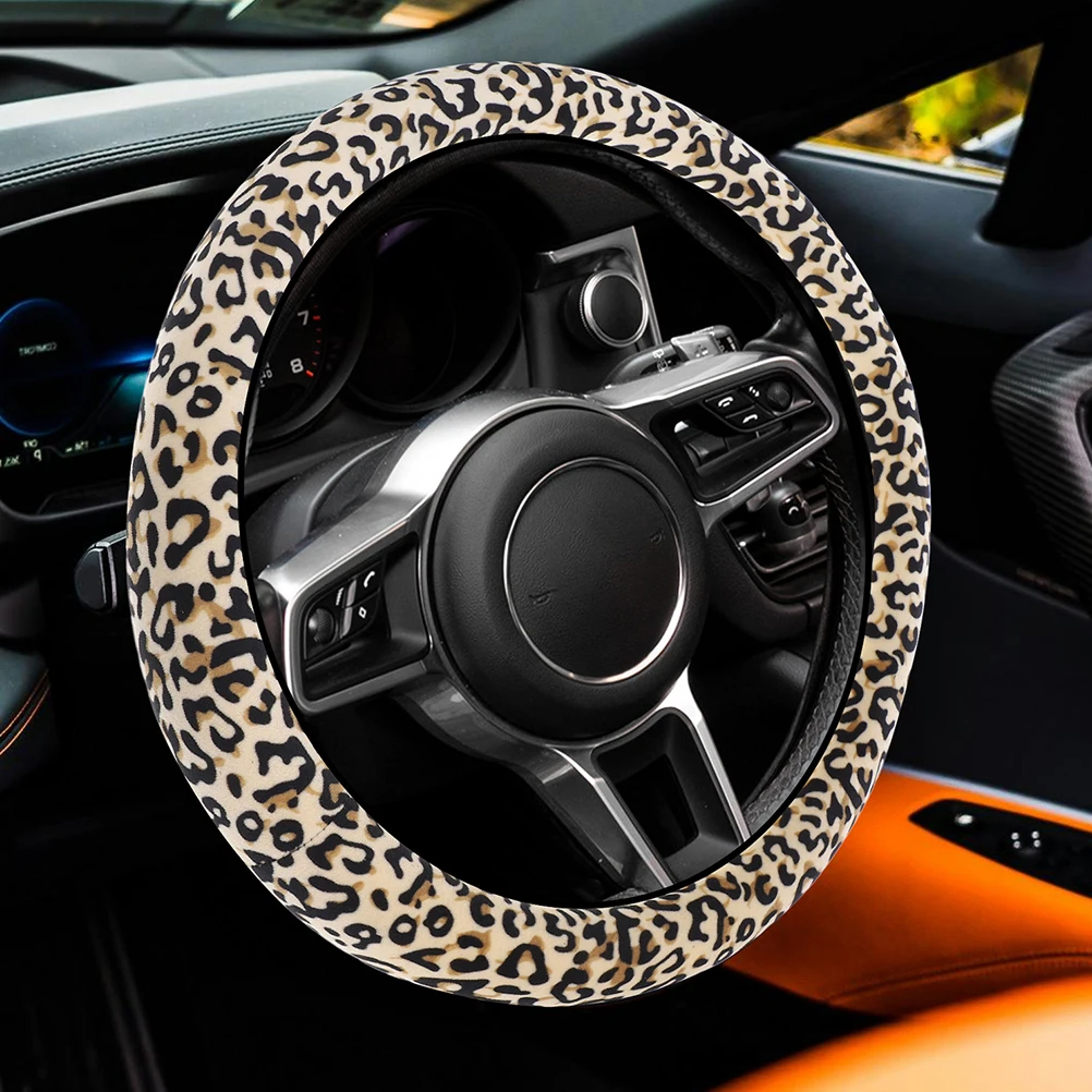 

Leopard Steering Wheel Cover Soft Thick Warm Non-Slip Grip Car Truck Interior Protection Sleeve Warm Steering Wheel Cover