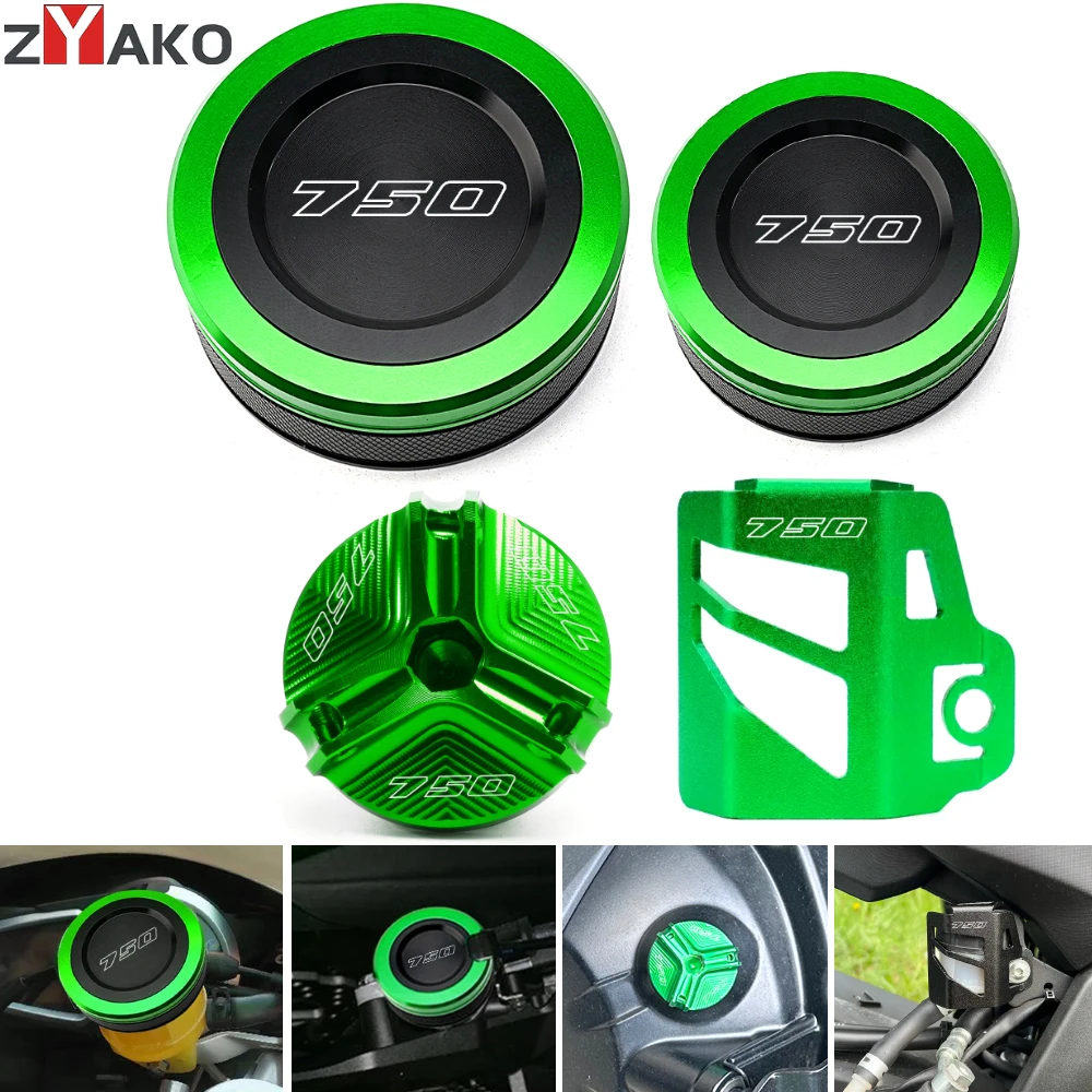 For Kawasaki Z750 Z 750 Z750S 2005-2009 2010 2011 2012 Motorcycle CNC Rear Front Brake Fluid Reservoir Cap Guard Oil Filler Cap